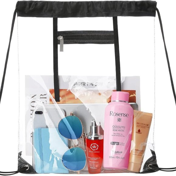 2 PACK Clear Drawstring Bag Stadium Approved, See Through PVC Drawstring bags, T - Picture 7 of 8